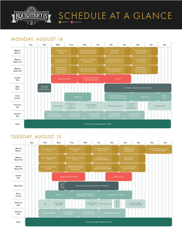 SCHEDULE at a GLANCE Panel/VIP Pass Autograph Pass