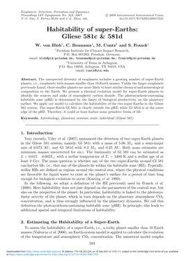 Habitability of Super-Earths: Gliese 581C & 581D