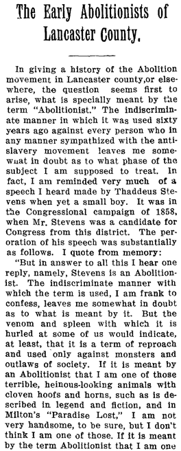 The Early Abolitionists of Lancaster County