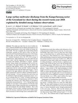 Large Surface Meltwater Discharge from the Kangerlussuaq Sector Of