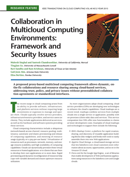 Collaboration in Multicloud Computing Environments: Framework and Security Issues
