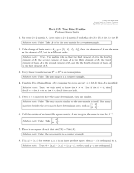 True False Questions from 4,5,6