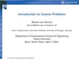 Introduction to Inverse Problems