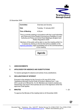 (Public Pack)Agenda Document for Overview and Scrutiny, 12/01/2021 16:30