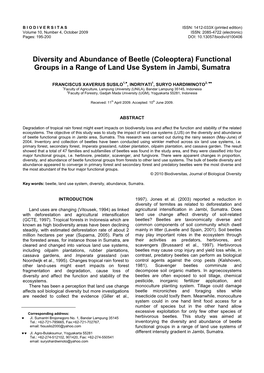 Functional Groups in a Range of Land Use System in Jambi, Sumatra