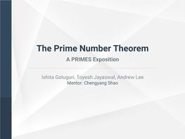 The Prime Number Theorem a PRIMES Exposition