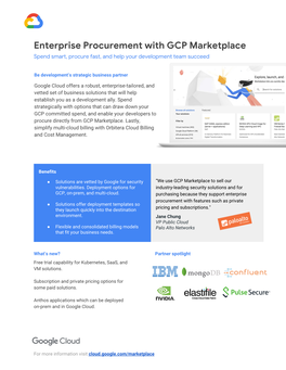 Enterprise Procurement with GCP Marketplace Spend Smart, Procure Fast, and Help Your Development Team Succeed