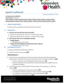 Kyprolis® (Carfilzomib)