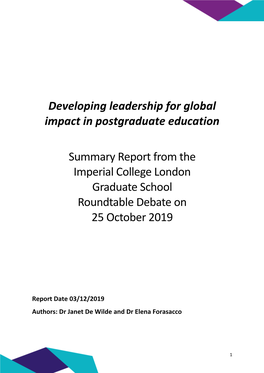 Developing Leadership for Global Impact in Postgraduate Education