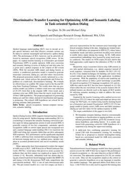 Discriminative Transfer Learning for Optimizing ASR and Semantic Labeling in Task-Oriented Spoken Dialog