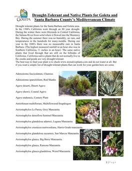 Drought-Tolerant and Native Plants for Goleta and Santa Barbara County’S Mediterranean Climate