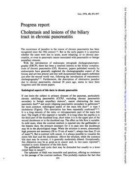 Progress Report Cholestasis and Lesions of the Biliary Tract in Chronic Pancreatitis