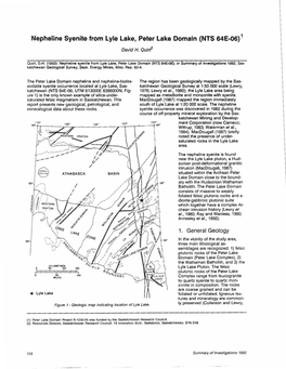 Nepheline Syenite from Lyle Lake, Peter Lake Domain (NTS 64E-06) 1