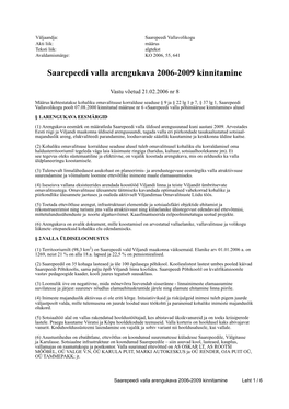 Saarepeedi Valla Arengukava 2006-2009 Kinnitamine