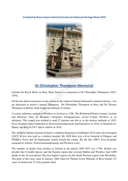 Dr Christopher Thompson Memorial