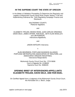 Opening Brief of Intervenors-Appellants Elizabeth Trojan, David Delk, and Ron Buel