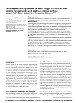 Gene-Expression Signatures of Nasal Polyps Associated with Chronic