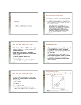 Money Neutrality Long Run and Short