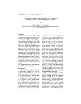 Wood Identification of Commercially Important North American Species of Birch (Betula)