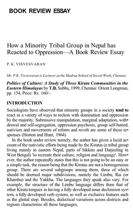 How a Minority Tribal Group in Nepal Has Reacted to Oppression—A Book Review Essay