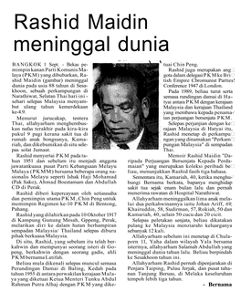 Rashid Maidin Meninggal Dunia