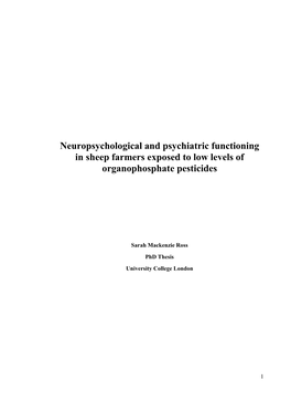 Neuropsychological and Psychiatric Functioning in Sheep Farmers Exposed to Low Levels of Organophosphate Pesticides