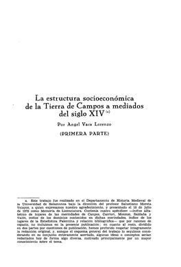 La Estructura Socioeconómica De La Tierra De Campos a Mediados Del Siglo XIV '°'