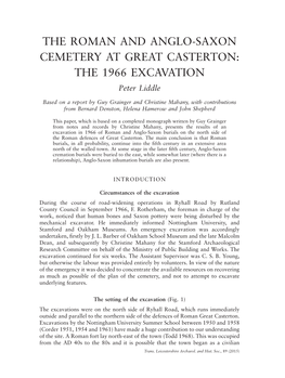 THE ROMAN and ANGLO-SAXON CEMETERY at GREAT CASTERTON: the 1966 EXCAVATION Peter Liddle