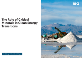 IEA: the Role of Critical Minerals in Clean Energy Transitions