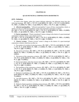 Chapter 120. QUASI-MUNICIPAL CORPORATIONS OR DISTRICTS CHAPTER 120 QUASI-MUNICIPAL CORPORATIONS OR DISTRICTS §2351. Definition