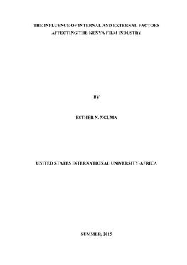 The Influence of Internal and External Factors Affecting the Kenya Film Industry