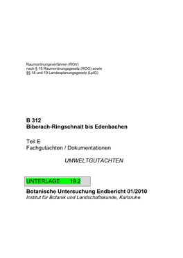 B 312 Biberach-Ringschnait Bis Edenbachen Teil E Fachgutachten