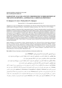 Karyotype Analysis and New Chromosome Number Reports of the Genus Echinops L