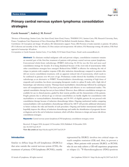 Primary Central Nervous System Lymphoma: Consolidation Strategies