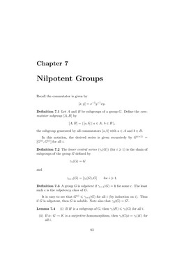 Nilpotent Groups