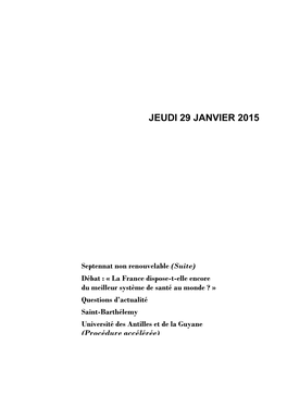 Jeudi 29 Janvier 2015