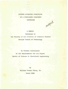 A THESIS Presented to Georgia School of Technology in Partial