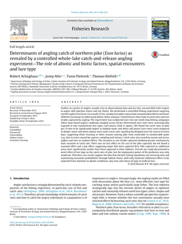 Determinants of Angling Catch of Northern Pike (Esox Lucius) As