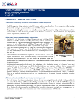 MALI LIVESTOCK for GROWTH (L4G) AECOM International Development