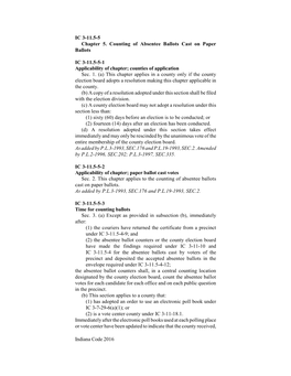 IC 3-11.5-5 Chapter 5. Counting of Absentee Ballots Cast on Paper Ballots