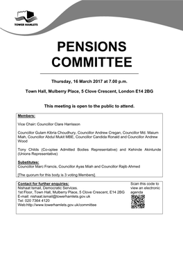 (Public Pack)Agenda Document for Pensions Committee, 16/03/2017