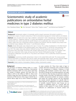 Scientometric Study of Academic Publications on Antioxidative Herbal