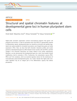 Structural and Spatial Chromatin Features at Developmental Gene Loci in Human Pluripotent Stem Cells