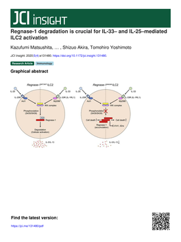 Regnase-1 Degradation Is Crucial for IL-33– and IL-25–Mediated ILC2 Activation