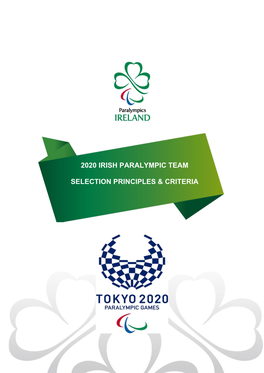 2020 Irish Paralympic Team Selection Principles & Criteria