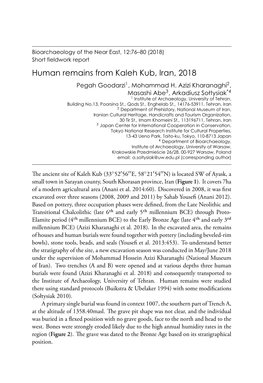 Short Fieldwork Report. Human Remains from Kaleh Kub, Iran, 2018