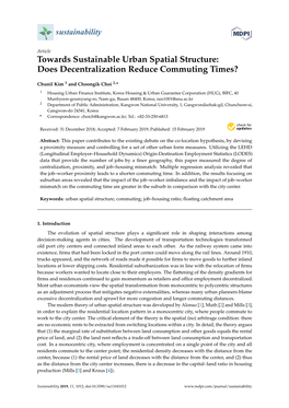 Towards Sustainable Urban Spatial Structure: Does Decentralization Reduce Commuting Times?