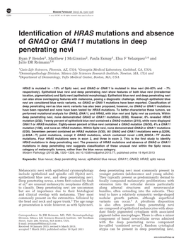 Identification of HRAS Mutations and Absence of GNAQ Or GNA11