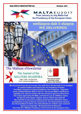 MALTESE E-NEWSLETTER 189 October 2017 1