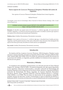 Nueva Especie De Caenocara Thomson (Coleoptera: Ptinidae) Del Centro De Argentina